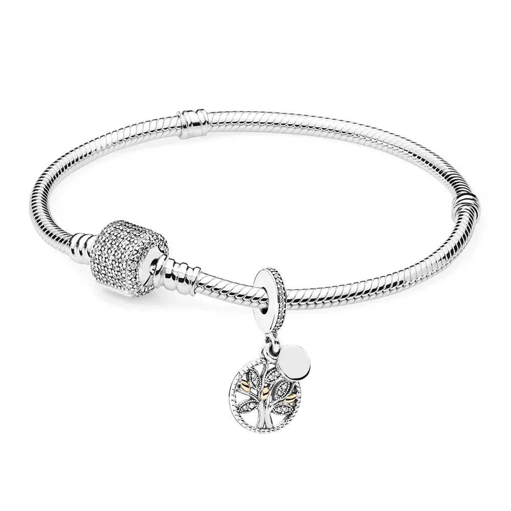 Baratos Nuevo libro Di 100% Plata de Ley 925 conjunto de pulsera de la herencia familiar para manualidades pulseras de encanto originales joyería un conjunto de precios