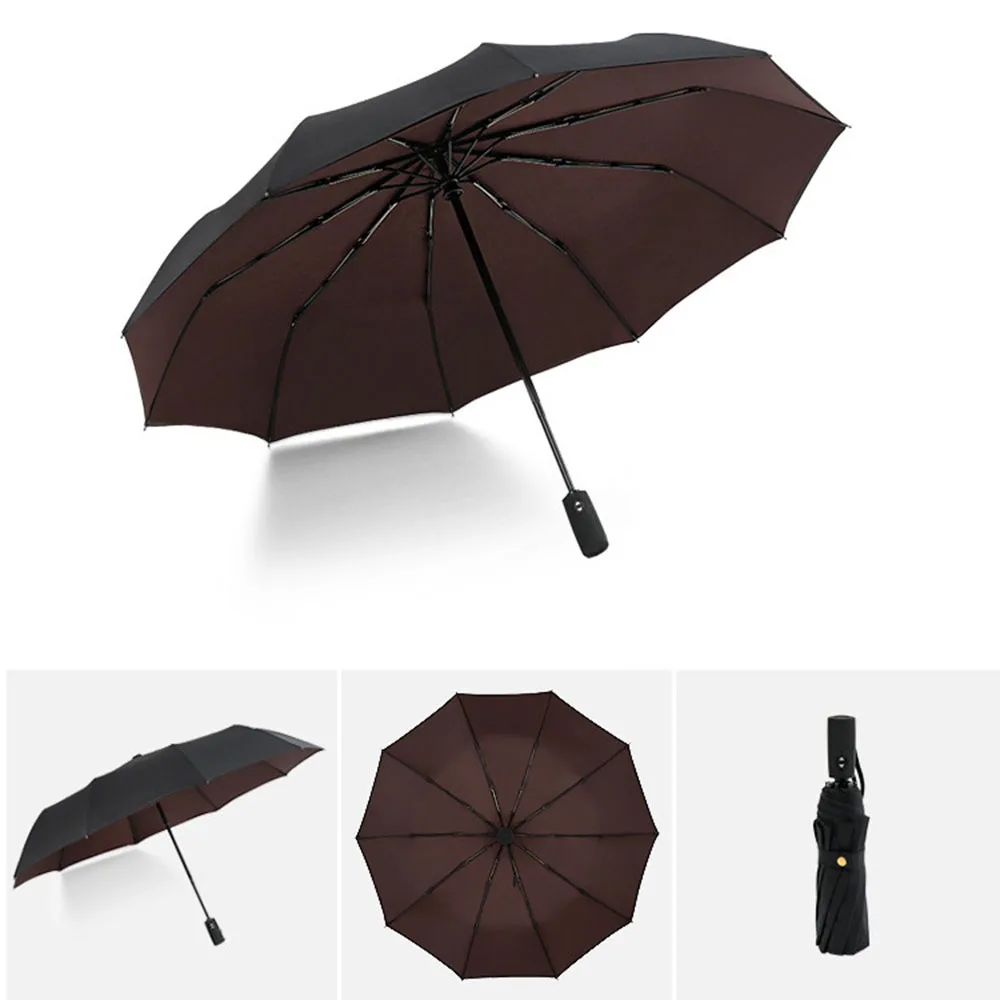 Полностью автоматический зонт высокого качества большой сильный модный ветрозащитный мужской и женский Мягкий складной компактный дождевик Прямая поставка