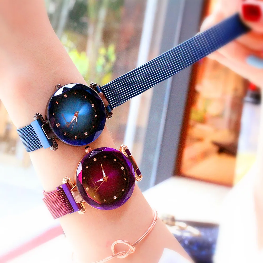 

Korea Hot Style Quartz Watch For Women Delicate Fashion Gold Steel Mesh Magnet Strap Wrist Quartz Watch For Gift
