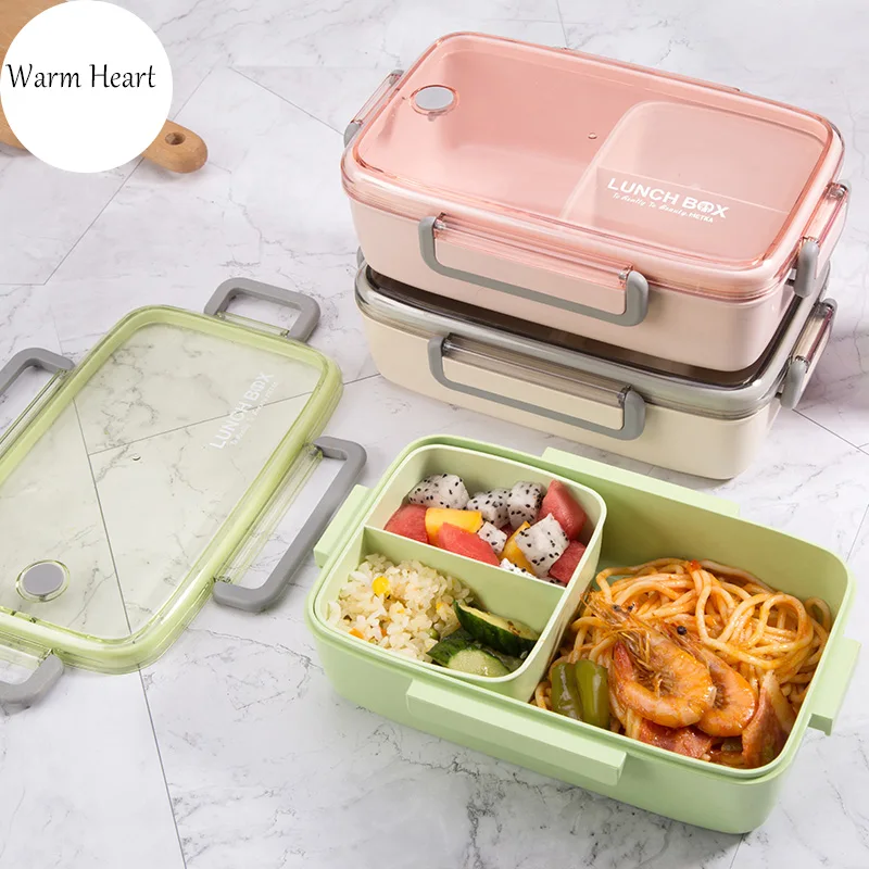 

BPA Free Lunch Box Bamboo Fiber Material Eco-friendly Portable Bento Box Microwaveble Food Storage Container For Office Children