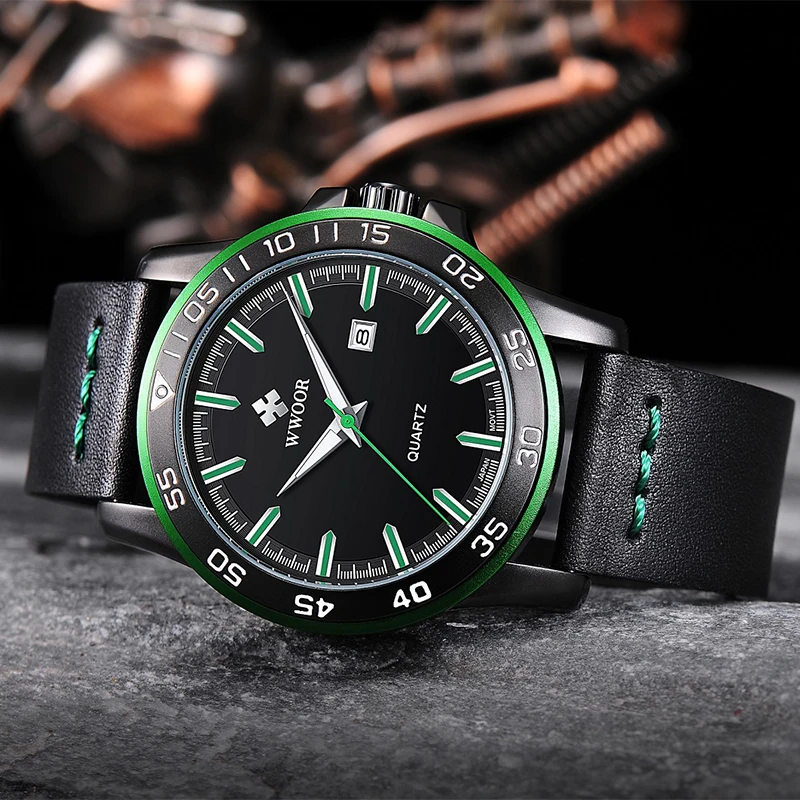 Relogios Masculino WWOOR мужские часы топовые брендовые кожаные спортивные для мужчин