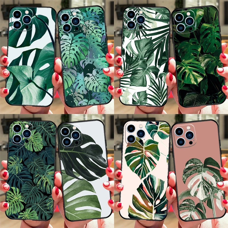 11 cases Leaves Monstera Green Phone Case For iPhone 11 12 13 Pro Max Mini X XS XR 7 8 Plus SE2 Funda Coque Capa Cover cases for iphone 11