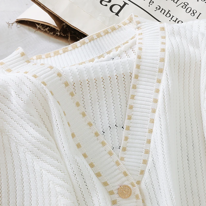 Осень винтажный однобортный женский свитер Повседневный длинный рукав белый/черный кардиганы элегантная вязанная Блузка Топы с v-образным вырезом