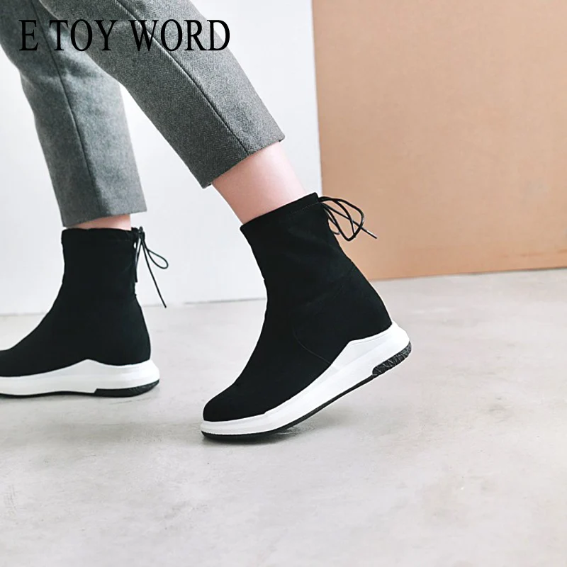 

E TOY WORD Winter snow boots women thick bottom height Increasing women boots warm casual Winter Boots cotton shoes Booties