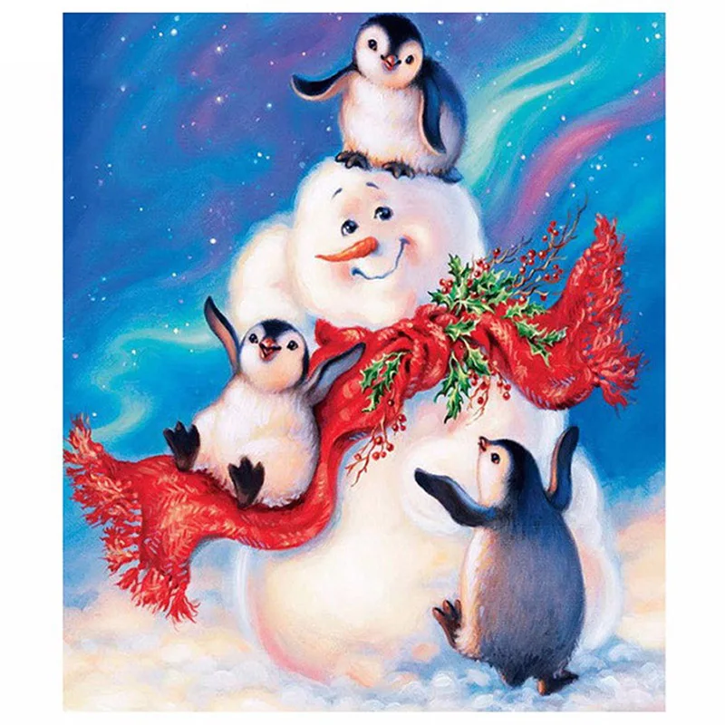

5D DIY diamante pintura muсeco de nieve y pingьino Animal punto de cruz nieve costura hogar decorativo cuadrado completo bordado