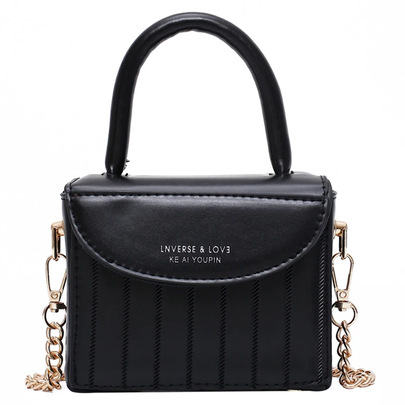 

191222 iVog New Arrival Everyday Female Crossbody Shoulder Handbag Small Fashion PU Black Chain Hand Bags for Women 2019