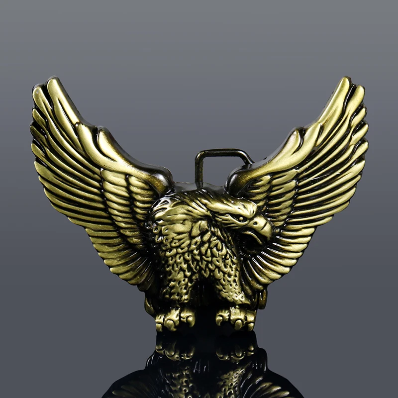 Big Eagle Bronze Metal Belt Buckles For Man Unisex Western Buckle Cowboys Luxury Causal Hebilla With PU |