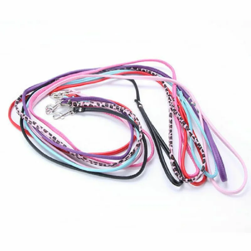 

Pet Puppy Cat Dog Collar Leash PU Leather Long Slim Leash Lead for Small Dog