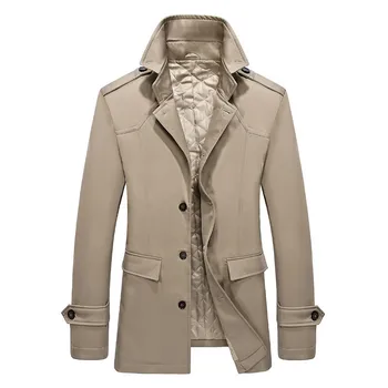 

MORUANCLE New Mens Windbreaker Casual Winter Jackets And Overcoats Single Breasted Male Parkas Stand Collar Size M-XXXL