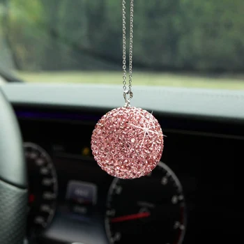 

Car Pendant Diamond Crystal Ball Automobile Decoration Charm Auto Interior Rear View Mirror Suspension Hanging Ornament Gifts