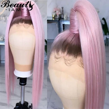 

Ombre Pink Straight Lace Front Human Hair Wigs Full Lace Wig For Women 13x6 Colored Glueless Pre Plucked Wig With Baby Hair