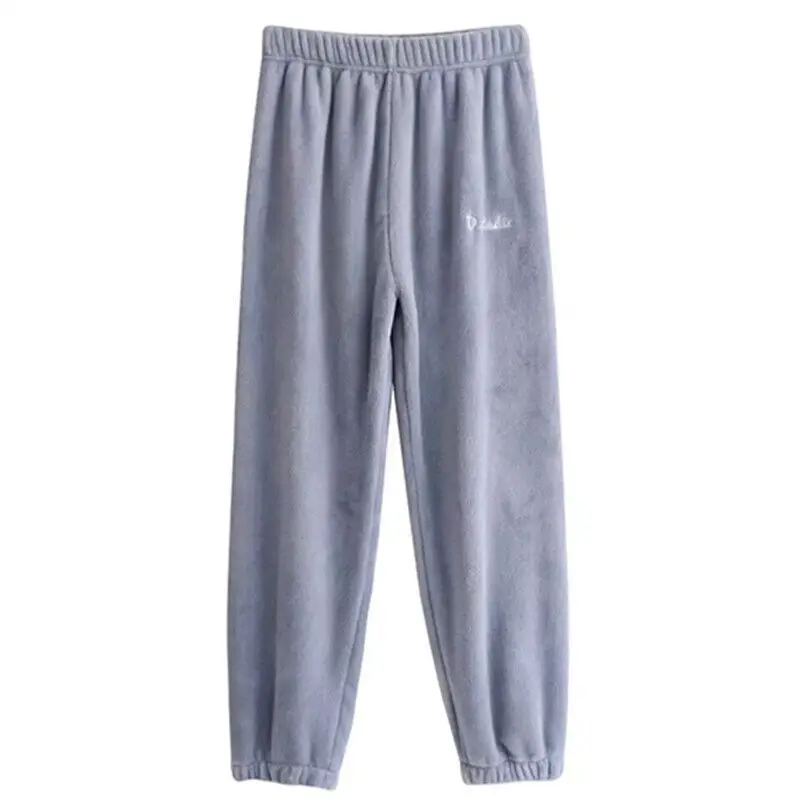 Женские домашние штаны для сна, зимние мягкие фланелевые парные пижамы, нижнее Белье для сна, плотные штаны с принтом, домашняя одежда - Цвет: E