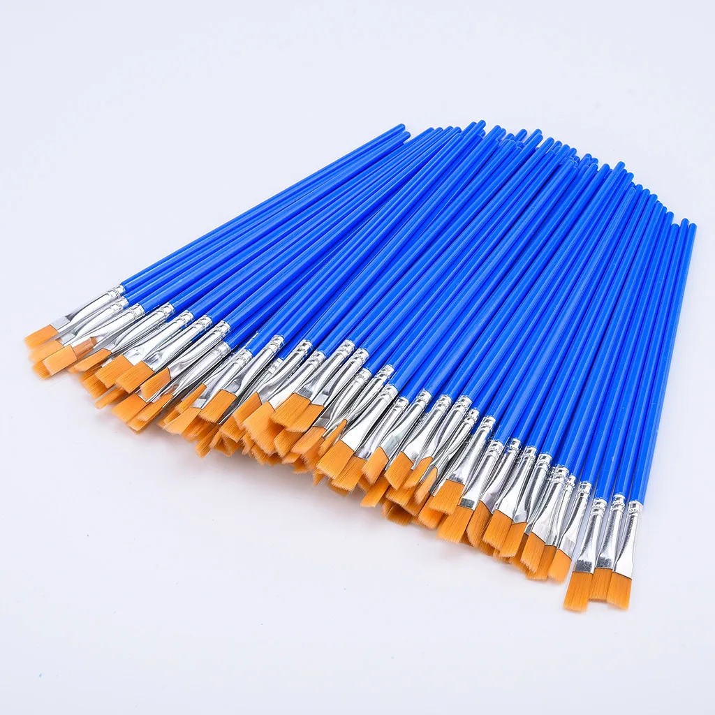 

60/50/100Pcs Flat Paint Brushes, Small Brush Bulk for Detail Painting Round Pointed Tip Nylon Hair Painting Brush Set Art Tools