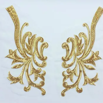 

front bust silver Gold lace applique Flower Baroque Decorative Pattern Sequin Gauze Embroidered Cloth Decoration Accessories