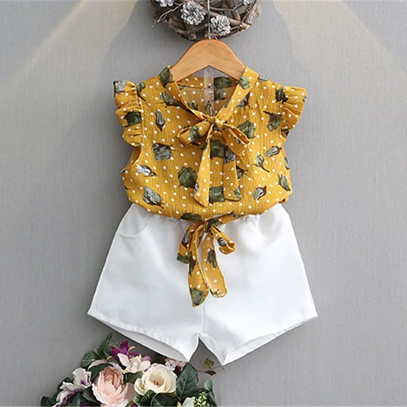 For Sale Suits Clothes-Sets Shorts Retro Floral-2 Polka-Dot Girl Summer New-Fashion Tie Sleeveless rBKa01dK