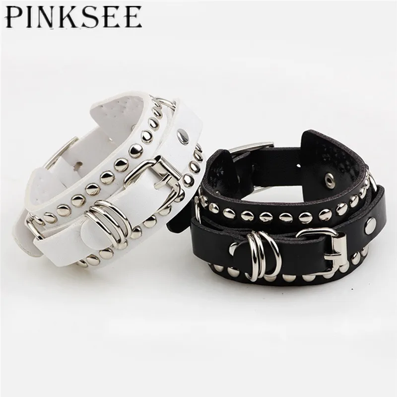 Pinksee Новый Повседневный готичный панк стиль заклепки Пряжка пояс из
