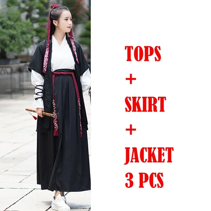 Традиционный китайский hanfu костюм Древняя китайская мужская женская Феи женский китайский Стиль Повседневный улучшенного качества; в стиле династии Тан; народные костюмы DL4188 - Цвет: Women set