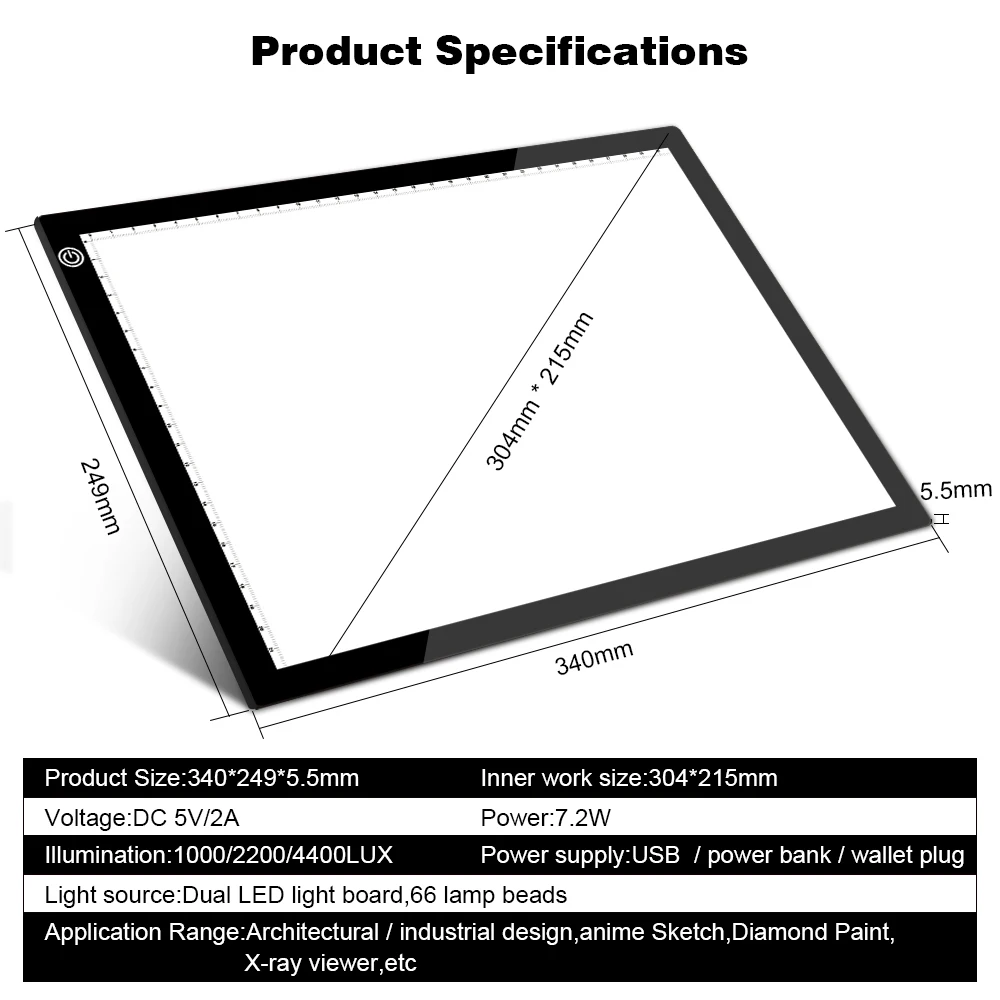 Upgraded Drawing Tablet LED Light Box A4 Graphic Writing Digital Tracer Copy Pad Board Diamond Paint Sketch X-Ray View Dropship - Image 6