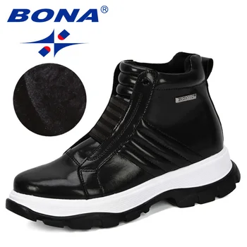 

BONA 2019 New Designers Thick Heel Women Boots Solid Winter Ankle Boots Motorcycle Botas Round Toe Warm Women Shoes Comfortable