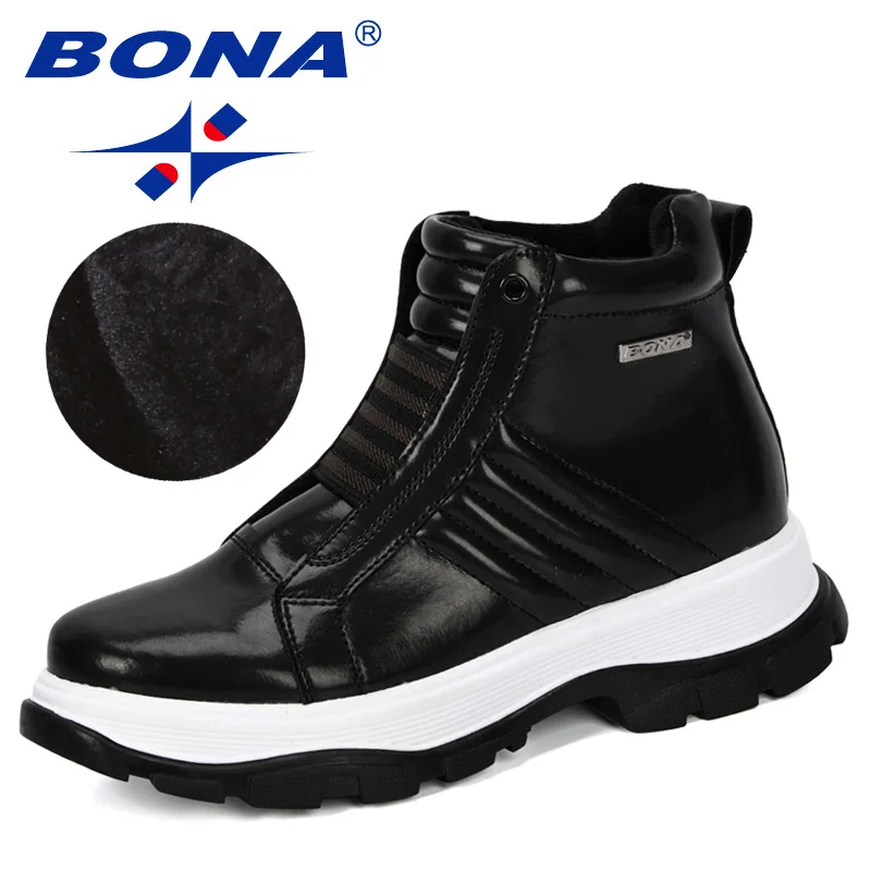 Koop BONA 2019 Nieuwe Ontwerpers Dikke Hak Vrouwen Laarzen Solid Winter Enkellaarsjes Motorfiets Botas Ronde Neus Warm Vrouwen Schoenen Comfortabele