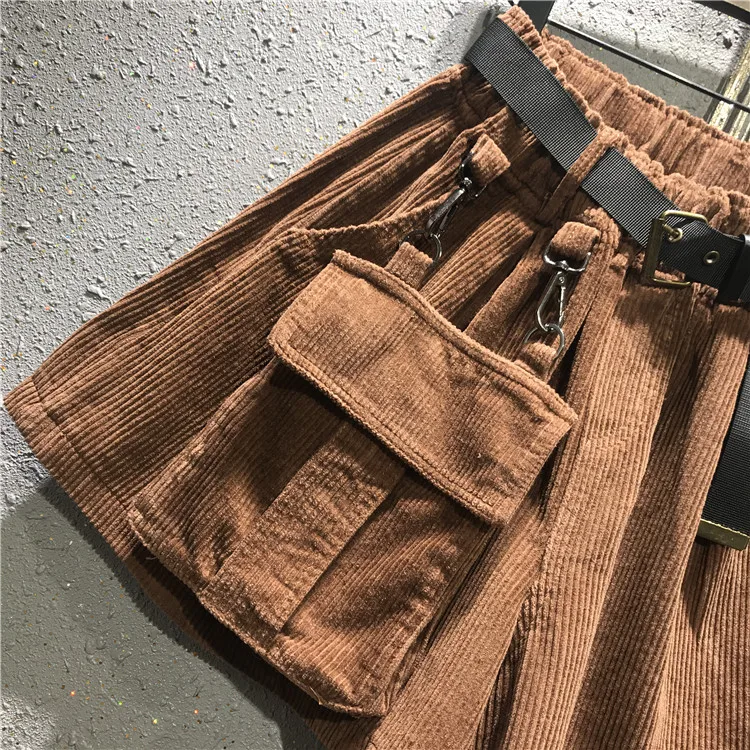 S-2XL, осень/зима, новинка, эластичная резинка на талии, свободные вельветовые сапоги с большими карманами, широкие сапоги, шорты, женская модная уличная одежда