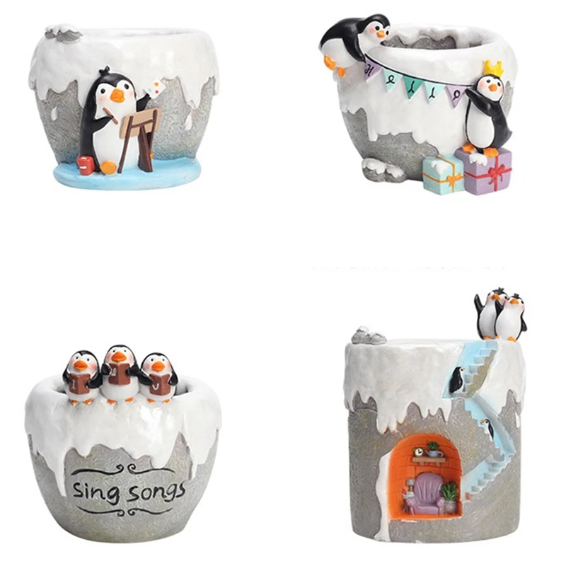 

Cartoon Antarctic Penguins Series Succulents Flower Pot Gardening Planters Cactus Succulent Flower Home Decoration Pen Holder