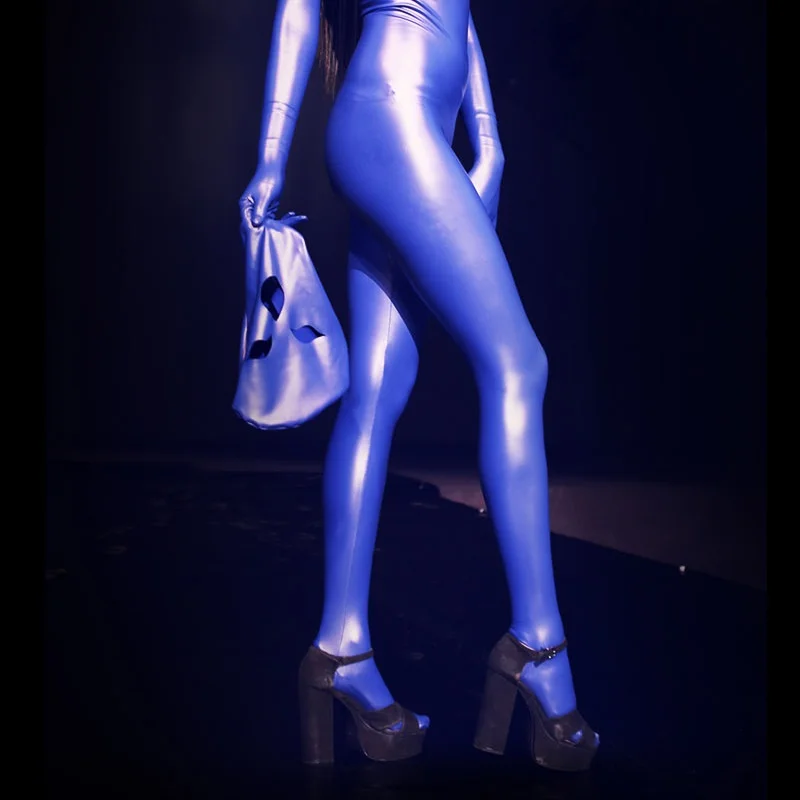 Cosplay costume adult unitard sexy fetish wear PU leather jumpsuit invisible zip open crotch body shapewear coated bodysuit zentai catsuit faux latex fad cosplay adult costume