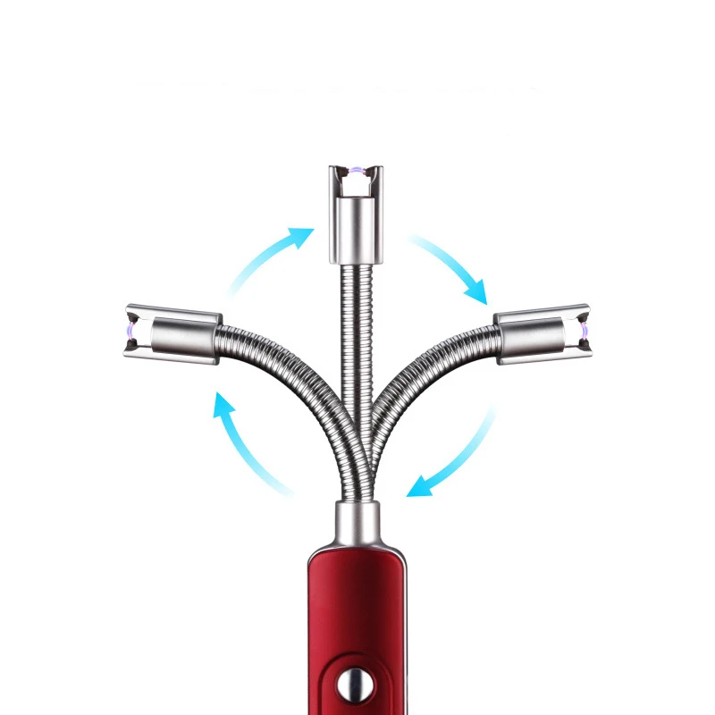 

Zine Alloy Rechargeable Lighter Metal USB Electronic Windproof and Fmaleless Arc Pulse Elbow Cigarette Lighter Igniter Men Gift