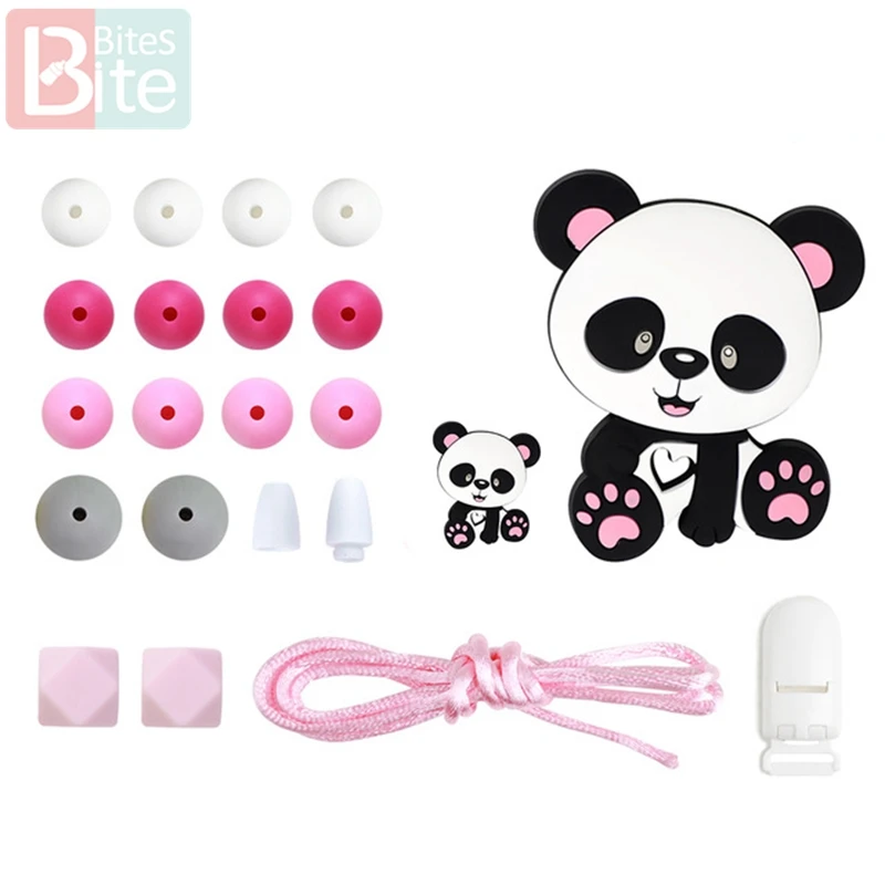 Pink Panda Кусачки 1 Набор DIY Детский силиконовый Прорезыватель для зубов бисер Прорезыватель грызунов кулон в виде ежа DIY ожерелье Младенцы зуб для детей продукт - Цвет: Pink Panda