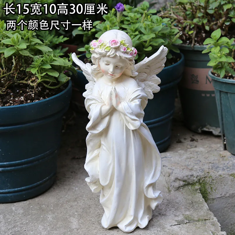 Садовые украшения, садовые украшения в виде ангела из смолы - Цвет: white