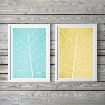 

Minimalist Poster Abstract Blue Yellow Leaves Canvas Painting Wall Art Prints Scandinavian Geometric Picture Home Decoration