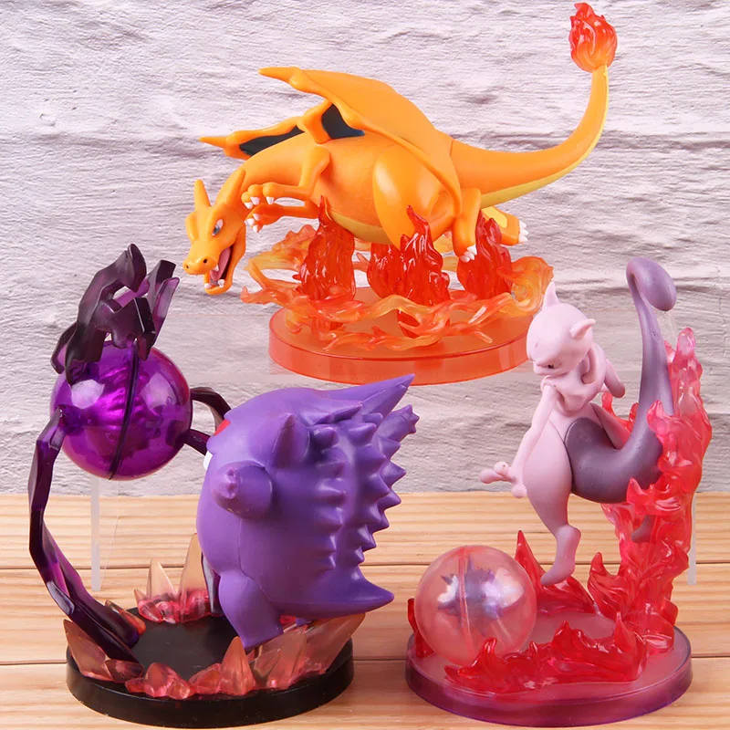 Горячие игрушки Аниме Мультфильм Монстр Mewtwo Gengar Charizard Фигурки ПВХ Acrion фигурка Коллекционная модель игрушки