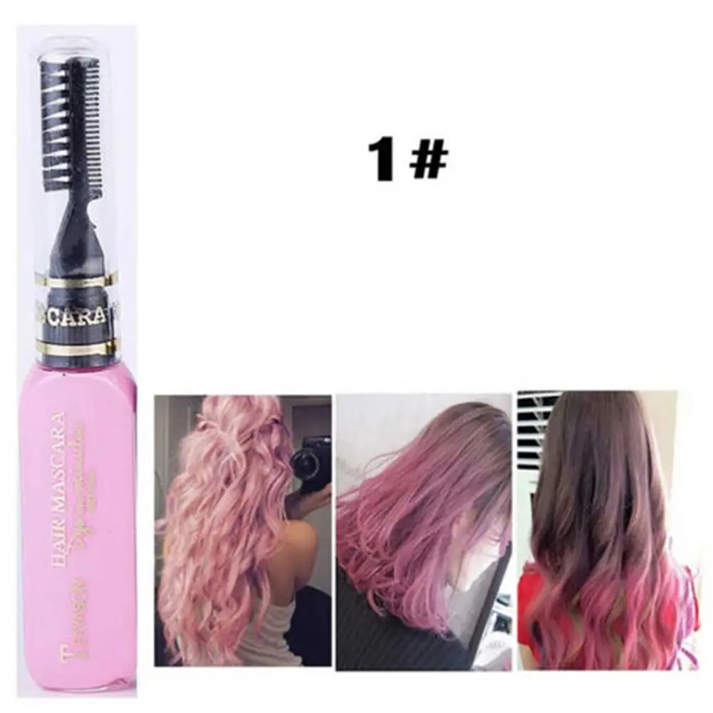 MeterMall 13 Colors One-off Hair Color Dye Temporary Non-toxic DIY Hair Color Mascara Washable One-time Hair Dye Crayons - Цвет: 1 Pink