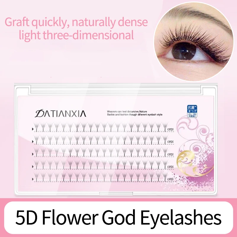 

Natural silk Pre made Volume Fans eyelash Extension 0.07mm thick 5D eyelashes mink natural Russian volume Lash extension
