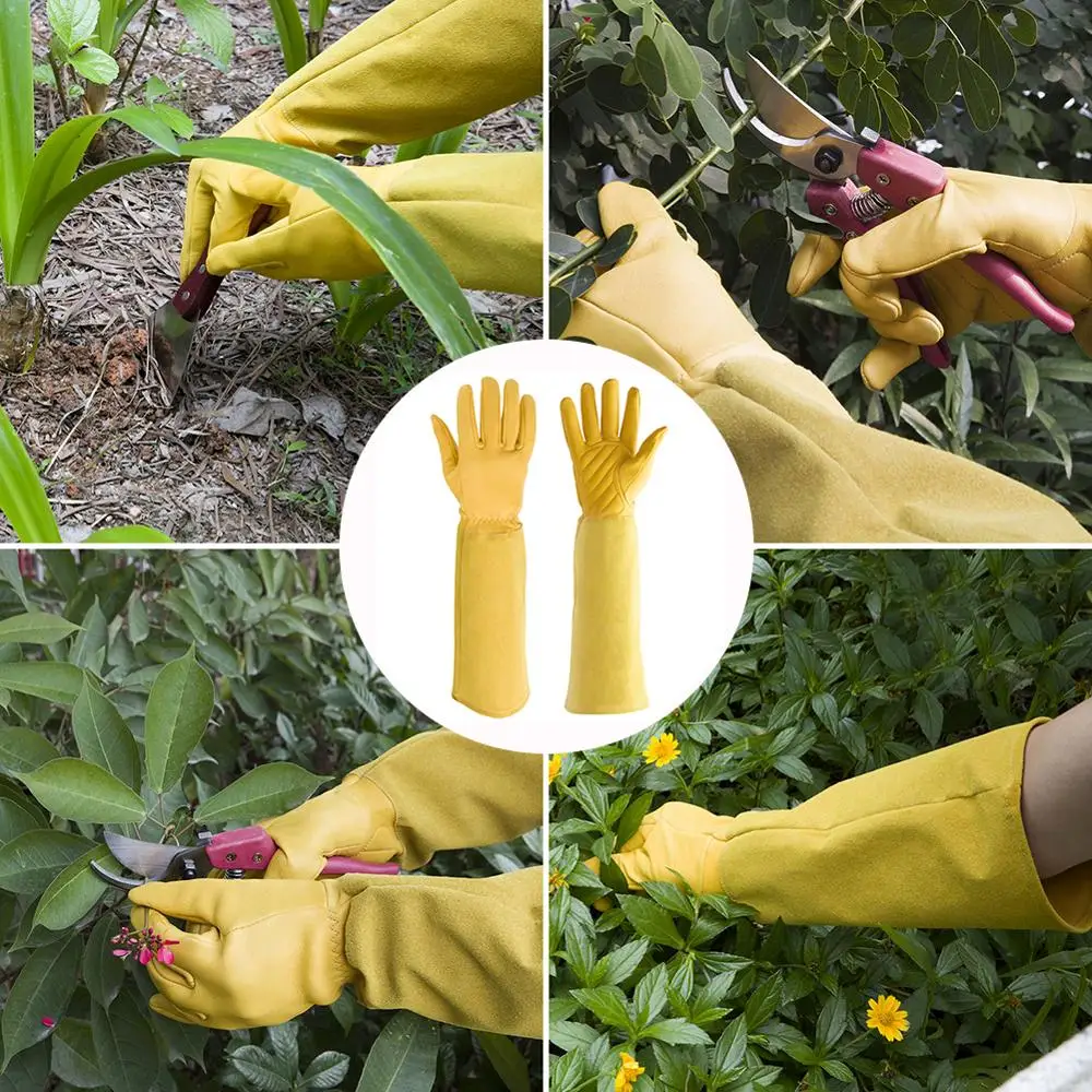 

Heavy Duty Gardening Gloves Thorn Proof Leather Work Gloves Waterproof Slim-Fit Reinforced Rigger Gloves Durable and Flexible