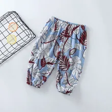 Летние Детские Капри в Корейском стиле, унисекс, с рисунком цветов, модные штаны-шаровары со средней талией детские штаны