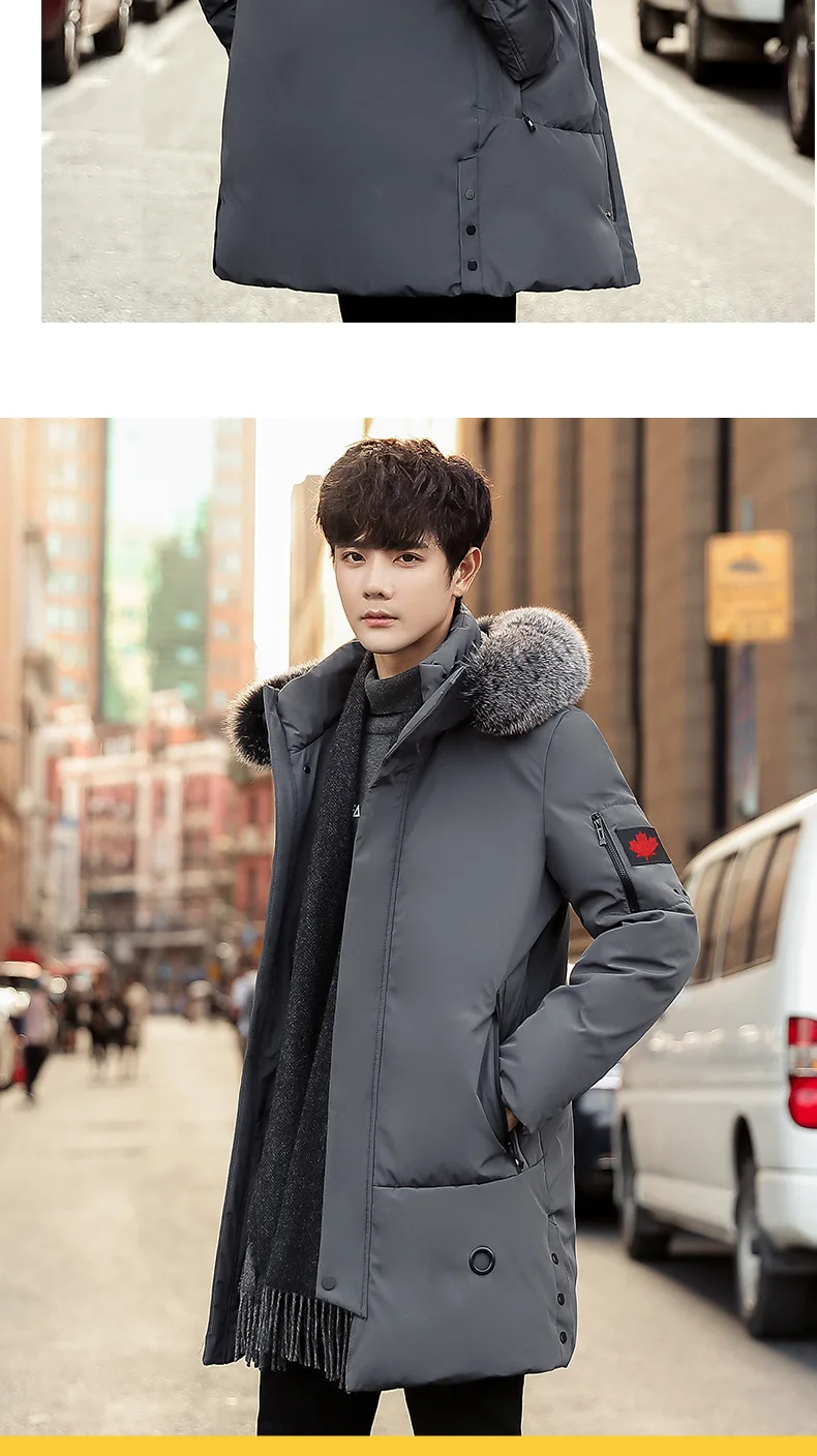 Down Jacket Men Winter New Style Mid-length Casual Large Fur Collar Coat Fashion Trend Handsome Hot Selling 838