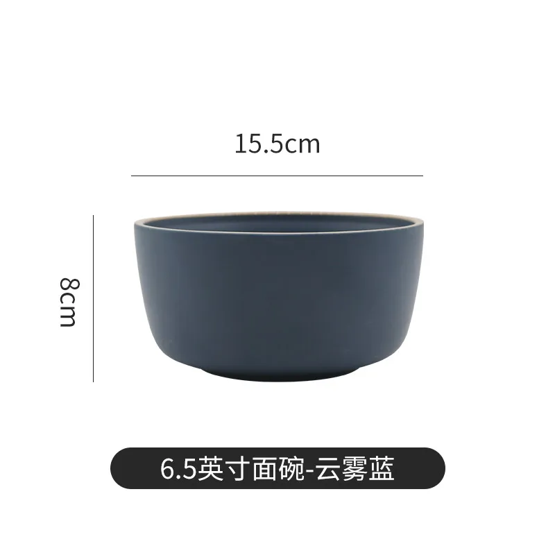 6.5 inch blue bowl Однотонная Керамическая пиала для риса большие суповые фарфоровые миски поднос для фруктов столовая лапша композиция домашняя Скандинавская посуда - Цвет: 6.5 inch blue bowl