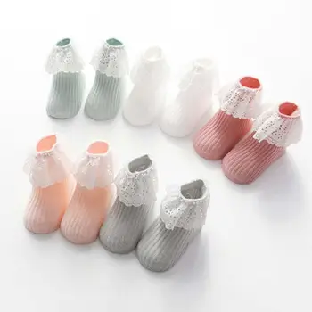 

Ankle Fancy Cotton Socks Retro Lace Ruffle Frilly Princess Cotton Beauty Socks Solid Rib Socks Comfortable Children Accessories