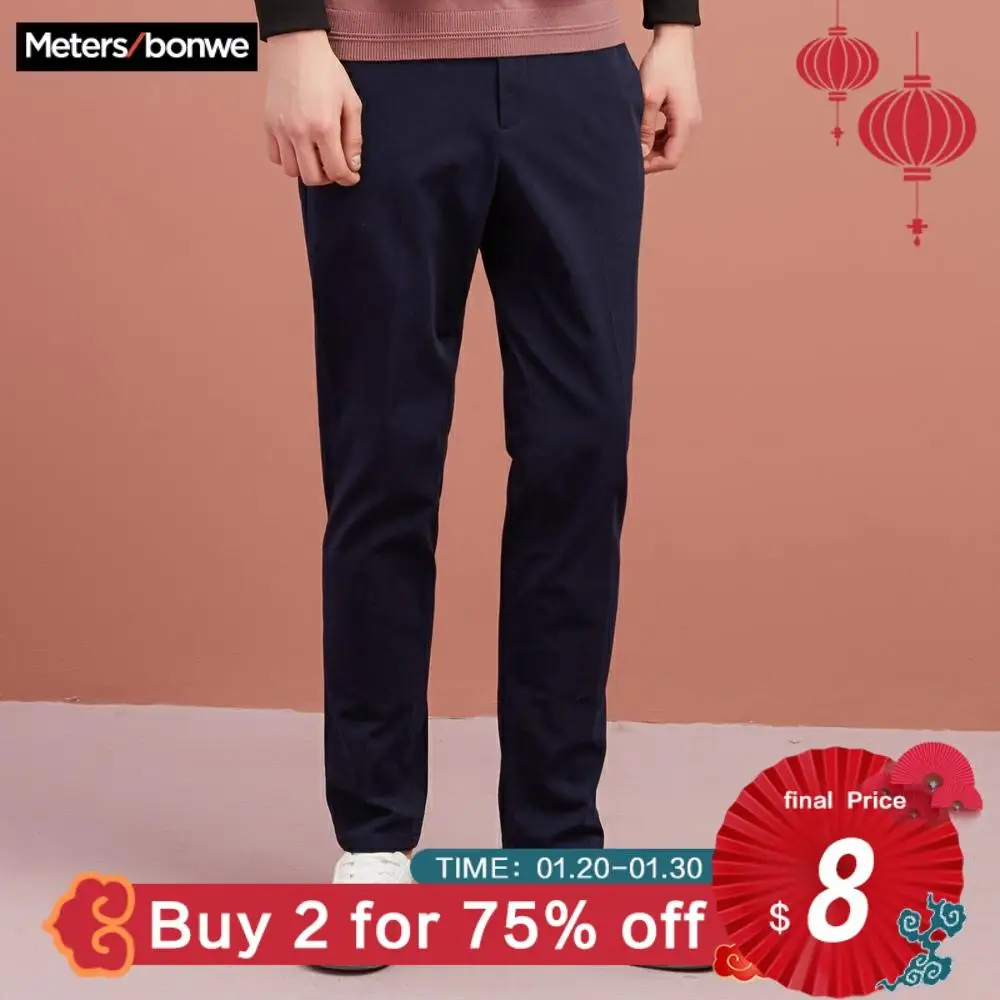 Najtaniej Metersbonwe męskie spodnie na co dzień biznesowe męskie spodnie klasyczne w połowie wagi prosta długość moda Slim fit mikro bomba Pant