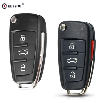 KEYYOU Pieghevole A Distanza di Vibrazione di Chiave Dell'automobile Chiave Borsette Caso Fob Chiave Per Audi A6L Q7 A2 A3 A4 A6 A6L a8 TT 2008 2009 2010 2011 3/4 Bottoni