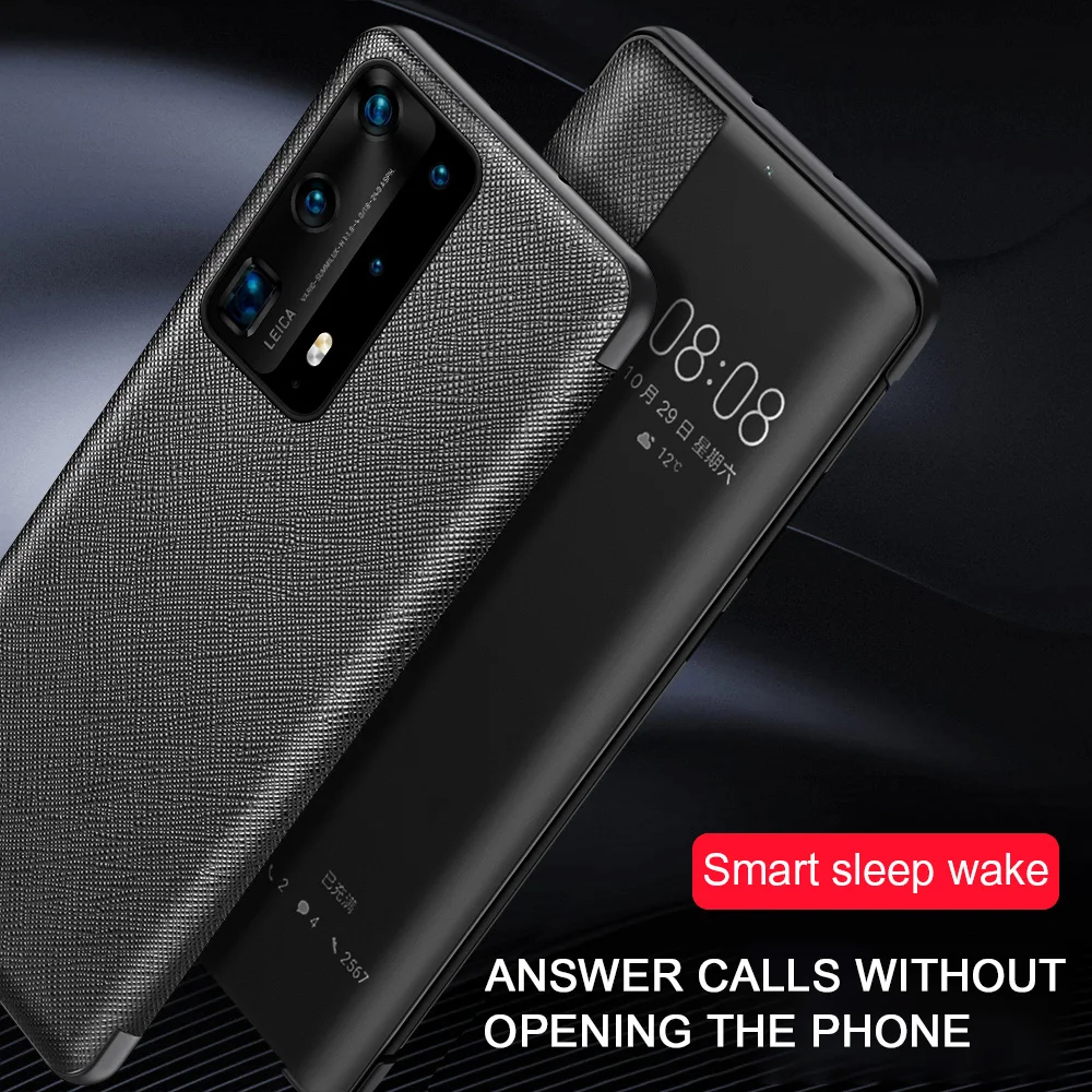 

Flip Cover for Huawei P40 Pro Case Smart Touch View Flip Leather Case for Huawei P 40 P30 Pro Mate 30 Pro Protector Case Shell