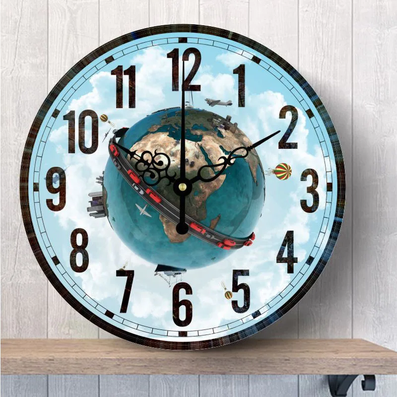 Домашние настенные часы с большой картой мира, бесшумные кухонные часы в скандинавском стиле для детей, большой винтажный Декор Nixie для гостиной - Цвет: Earth section