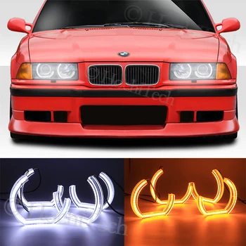 

white LED Angel Eyes For BMW E36 3 Series with Euro headlights 1992-1998 Car Lights Accessories Halo 3D DTM LCI Style Acrylic