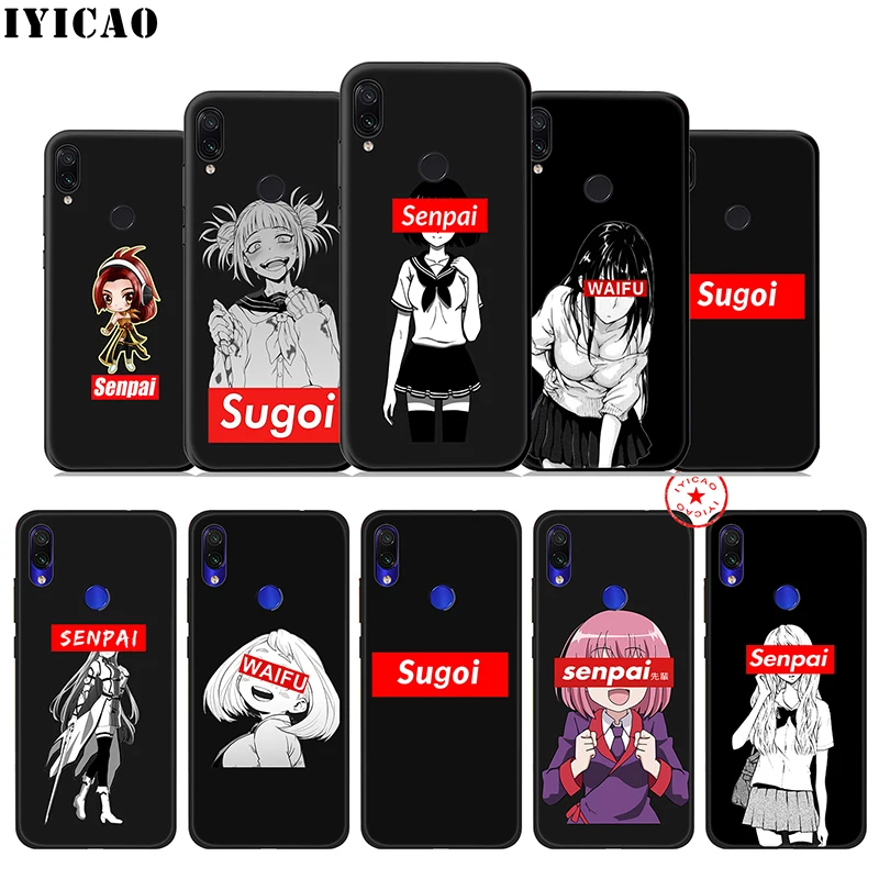 IYICAO Sugoi Senpai Anime Waifu Soft Case for Xiaomi Redmi K20 8A 7A 7 6 6A 5A 5 Plus 4X 4A Go Pro TPU |