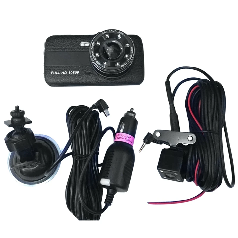 Черный 4 дюйма Lcd Dash Cam Автомобильный регистратор DVR двойной Камера