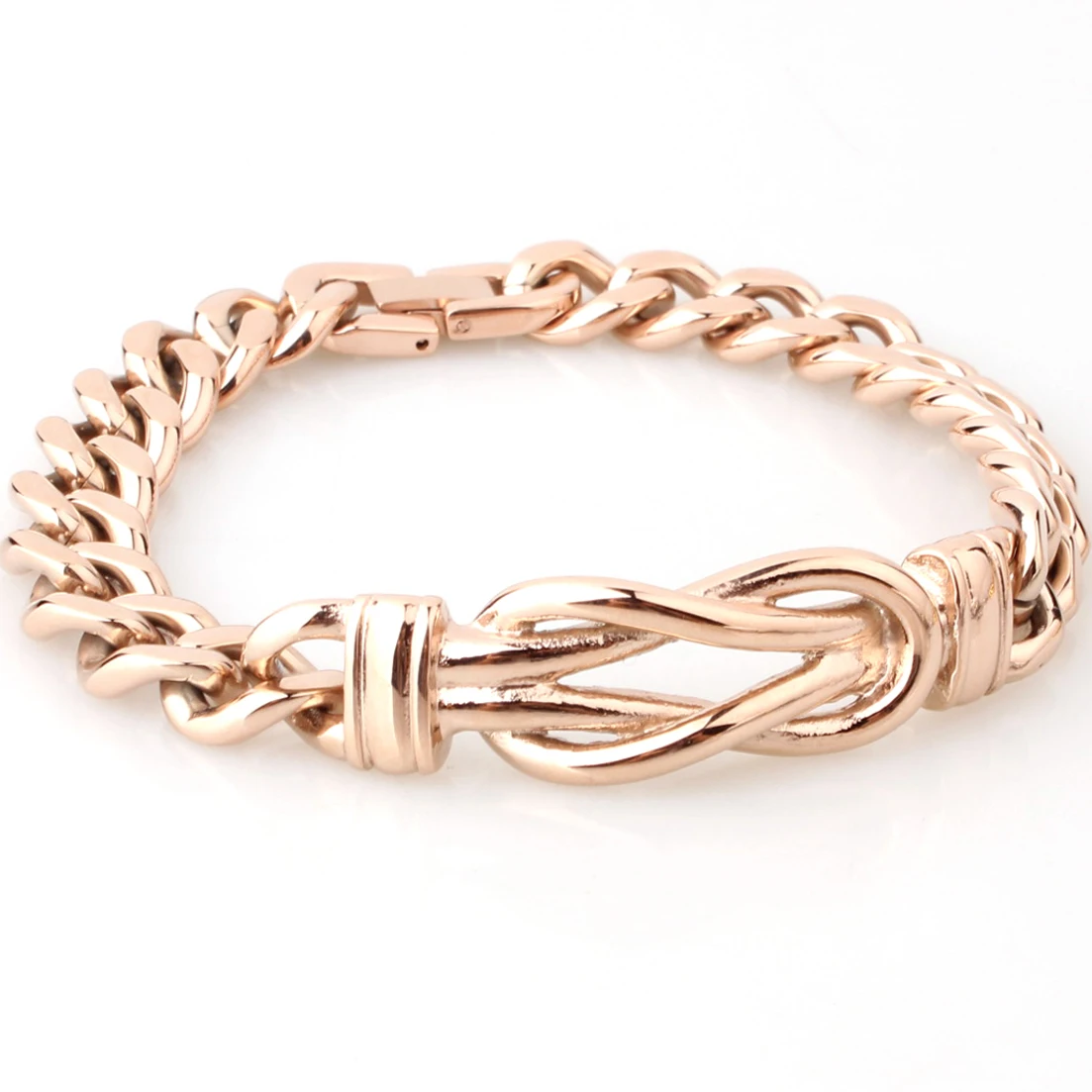 Браслет в стиле панк-браслет, для мужчин и женщин, модная запонка, браслеты, дизайн, розовое золото, нержавеющая сталь, любовь, браслет с узлом