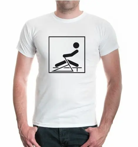 Mens Unisex T-Shirt Rowing ergometer Pictogram ergonomically Sport Short Sleeve |