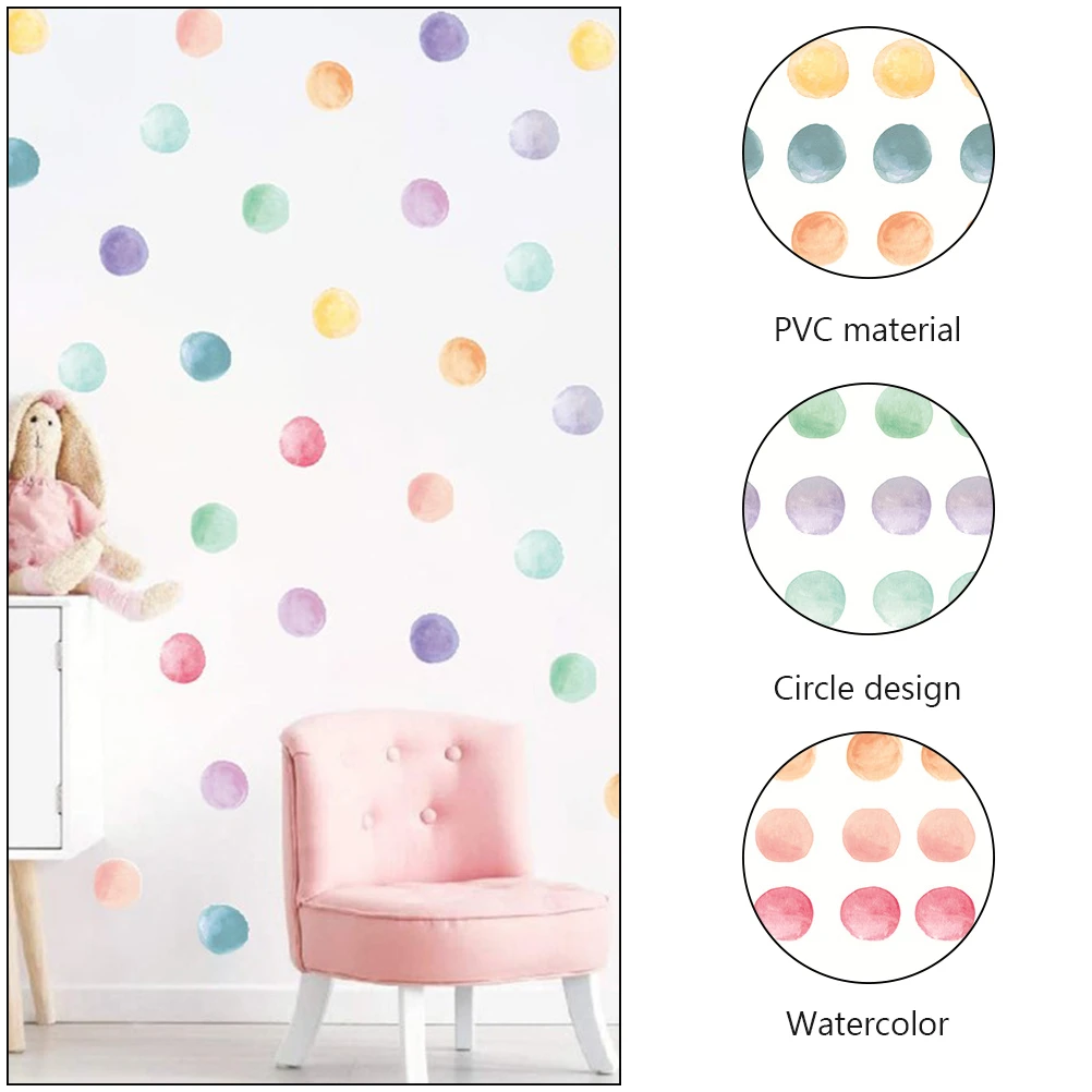 1 Set Watercolor Polka Dot Wall Decals Colorful Dot Wall Sticker Room Decor Round Point Wall Paper For Playrooms Nurseries Party|Wall Stickers| - Aliexpress