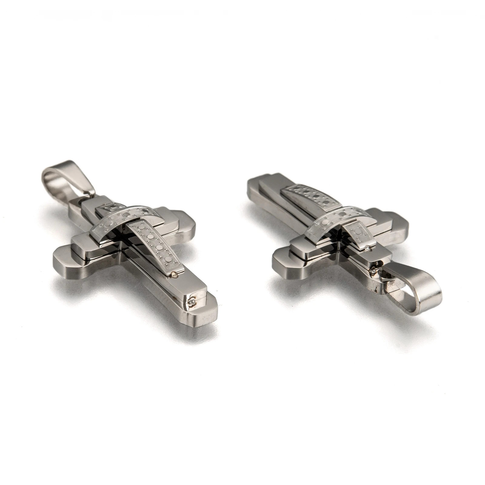 304 Stainless Steel Pendants, with Rhinestone, Mixed Style, Cross, 25~32x15~22x3~5mm, Hole: 9.5x3.5mm